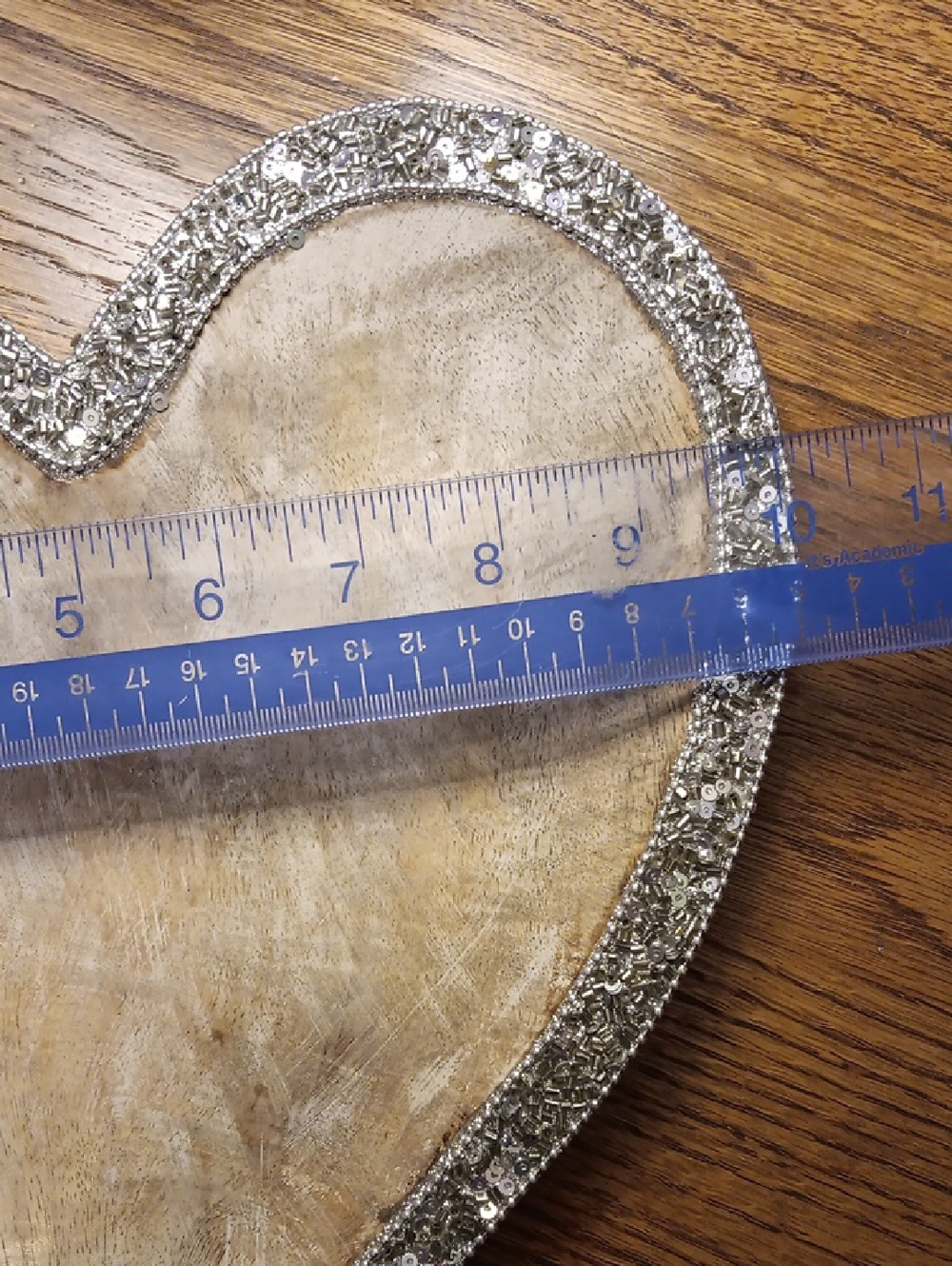 Wooden Heart Decorative Tray - Sequin Trim - Picture 5 of 6